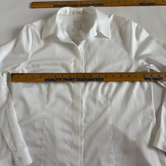 Chico's White tailored long sleeve button up no iron Blouse size 0 small medium - Picture 3 of 16